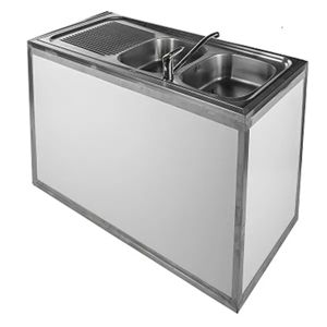Dubbele spoelbak met kraan