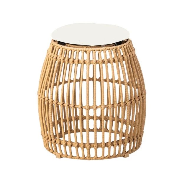 Palm poef met zwart of wit kussen