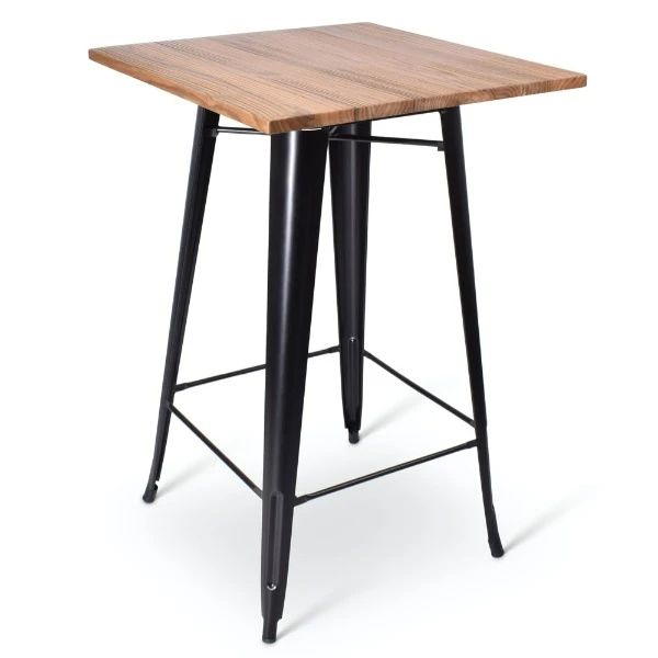 Statafel Tolix Style wood 70x70